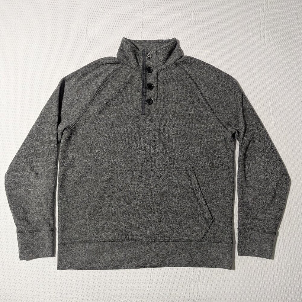 Banana Republic "Quarter Button Up" Grey Wool Sweater (Large)  Great Condition!